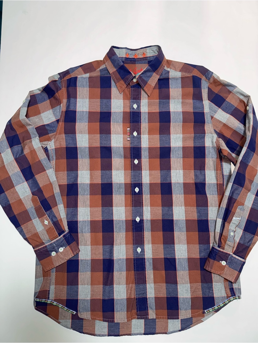 Robert Graham Plaid Button-Down Shirt in Navy, Brown & Gray
